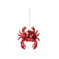 House Vitamin Xmas hanger crab glass red 9,5x3,5x10cm