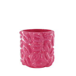 House Vitamin Pot kisses ceramics neon pink 17,5x17,5x17,5cm