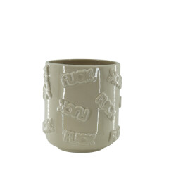 House Vitamin Pot 'fuck' ceramics beige -17,5x17,5x17,5cm