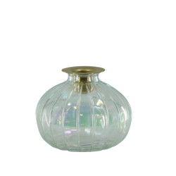 House Vitamin Candleholder- bottle glass/metal-rainbow/gold-11x11x8,5cm