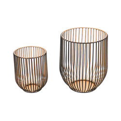 House Vitamin Candle holder metal black/gold s2 -13x13x16cm|9x9x11cm
