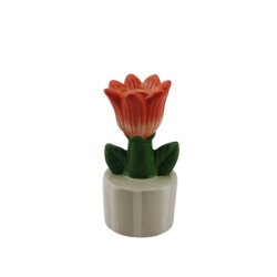 House Vitamin Candle holder tulip stoneware- sand/orange- 9x8,5x17,5cm