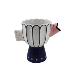 House Vitamin Vase fish- dolomite -blue/white/pink -21x13.5x18cm