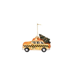 House Vitamin Xmas hanger taxi cab glass yellow 12x6,5x7,5cm