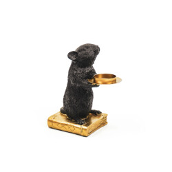 House Vitamin Candle holder mouse polyresin black 8x10x17cm
