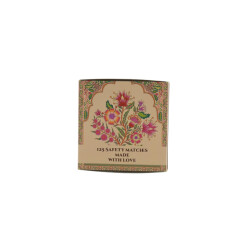 House Vitamin Matchbox lucifer box flowers- green/ pink 11x11x3cm
