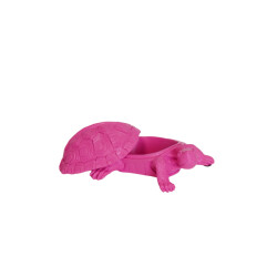House Vitamin Turtle box polyresin neon pink 15.5x13.5x7.5cm