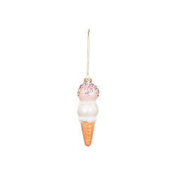 House Vitamin Xmas hanger ice cream glass pink/white 5x15cm