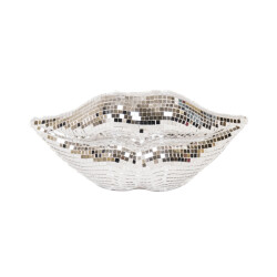 House Vitamin Ornament disco- lips glass silver 29x10x13,5cm