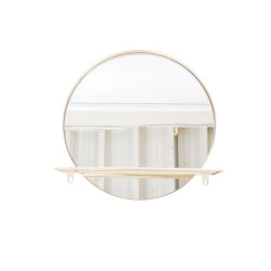 House Vitamin Mirror round metal with shelf sand- Ø40cm