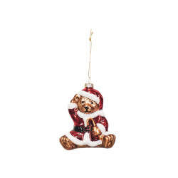 House Vitamin Xmas hanger santa bear glass 9,5x6x10,5cm