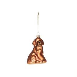 House Vitamin Xmas hanger dog glass brown 6,5x5,5x9,5cm