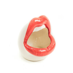 House Vitamin Pot lip ceramic red/white -10x10x12