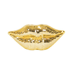 House Vitamin Ornament disco- lips glass gold 29x10x13,5cm