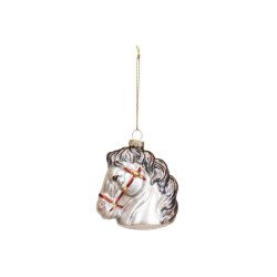House Vitamin Xmas hanger horse glass white 8,5x8,5x9cm
