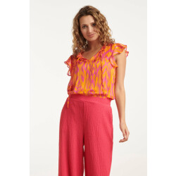 Smashed Lemon 25074 chiffon frilly top met aztec print |