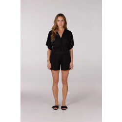 Jansen Amsterdam Forine shirt v 134 short sleeve knot detail black