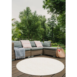 Muratap Brussels uni buitenkleed – rond effen indoor & outdoor vloerkleed – tuinkleed,