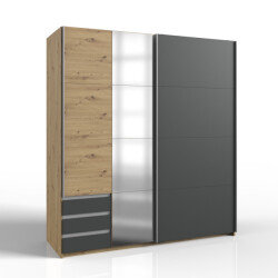 CaliCosy Kast 2 schuifdeuren met 1 spiegel en 3 laden h198 cm aurich