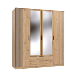 CaliCosy Kast 4 draaideuren met 1 spiegel en 2 laden l180 cm luebeck