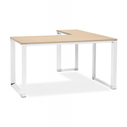 Alterego Groot hoekbureau 'xline' 200 in natuurlijke afwerking hout en witte structuur