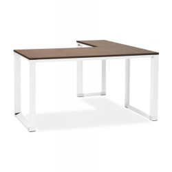 Alterego Groot hoekbureau 'xline' 200 in walnootafwerking hout en witte structuur (hoek