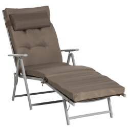 4goodz Comfortabel ligbed 5-standen ligstoel met bruin kussen