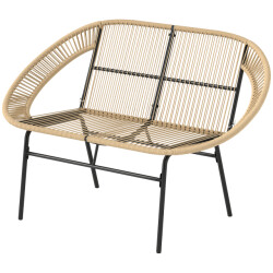 4goodz Outsunny 2-zits rattan tuinbank in boho-stijl kaki