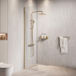 Badplaats Douchewand florida 40 x 200 cm goud – transparant glas inloopdouche