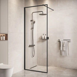 Badplaats Douchewand georgia 90 x 200 cm zwart – inloopdouche 8 mm