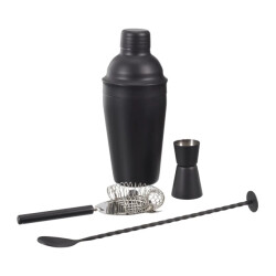 WDMT Vierdelig rvs cocktail set mat zwart