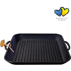 Maysternya Vierkante gietijzeren grillplaat 35 x 35 x 4 cm zwart