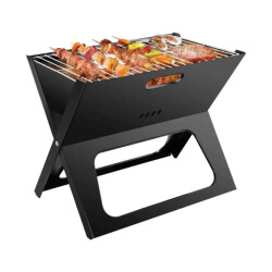 WDMT Opvouwbare barbecue 44,5 x 30,5 x 35 cm compacte mini grill mat zwart