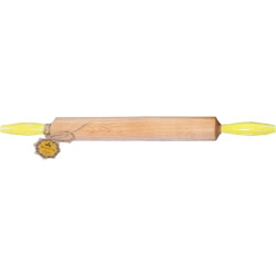Maysternya Houten deegroller met handvaten 50 x 4,5 cm geel
