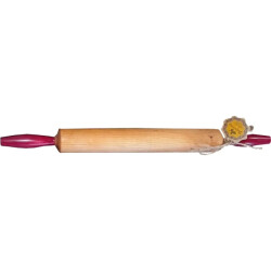 Maysternya Houten deegroller met handvaten 50 x 4,5 cm rood