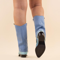 DWRS Label Kaplaarzen 10543 shetland denim dames leer