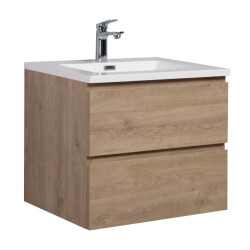 Badplaats Badkamermeubel set angela 60cm kastanje eiken badmeubel met