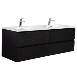 Badplaats Badkamermeubel set angela 140cm zwart houtnerf badmeubel met