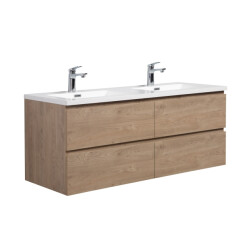 Badplaats Badkamermeubel set angela 140cm kastanje eiken badmeubel met