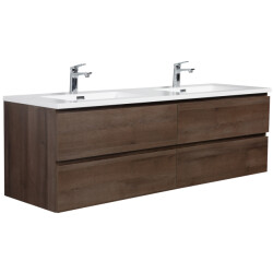 Badplaats Badkamermeubel set angela 160cm bruin eiken badmeubel met wastafel