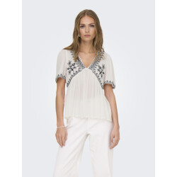 Jacqueline de Yong Jdyharper s/s v-neck embroidery top