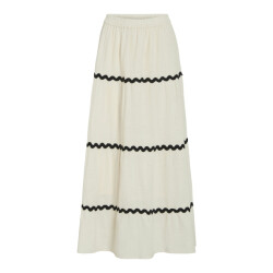 Vila Vimanda wavy hw maxi skirt ecru dessin