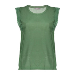 Geisha T-shirt linen look fringes -