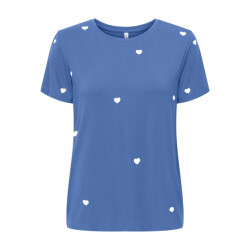 Only Onlkarli ss reg o-neck heart top cs jrs kobalt