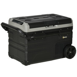 4goodz Outsunny koelbox 40 ltr met led compressor handgrepen en wielen op 12/24v