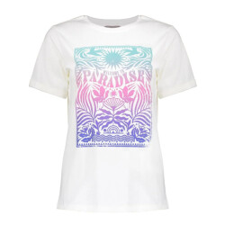 Geisha 52373-24 010 t-shirt colorful print off-white/purple/blue