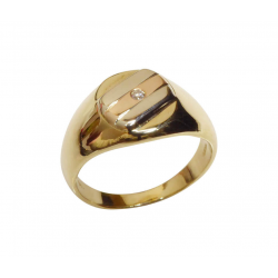 Christian Gouden tricolor cachet ring met diamant
