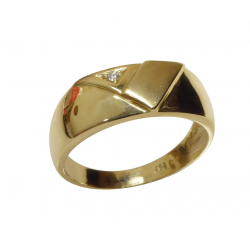 Christian 14 karaat cachet ring met diamant