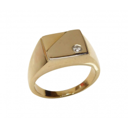 Christian Gouden cachet ring met diamant