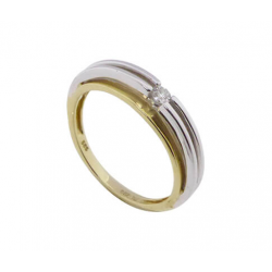 Atelier Christian Bicolor gouden ring met solitair briljant